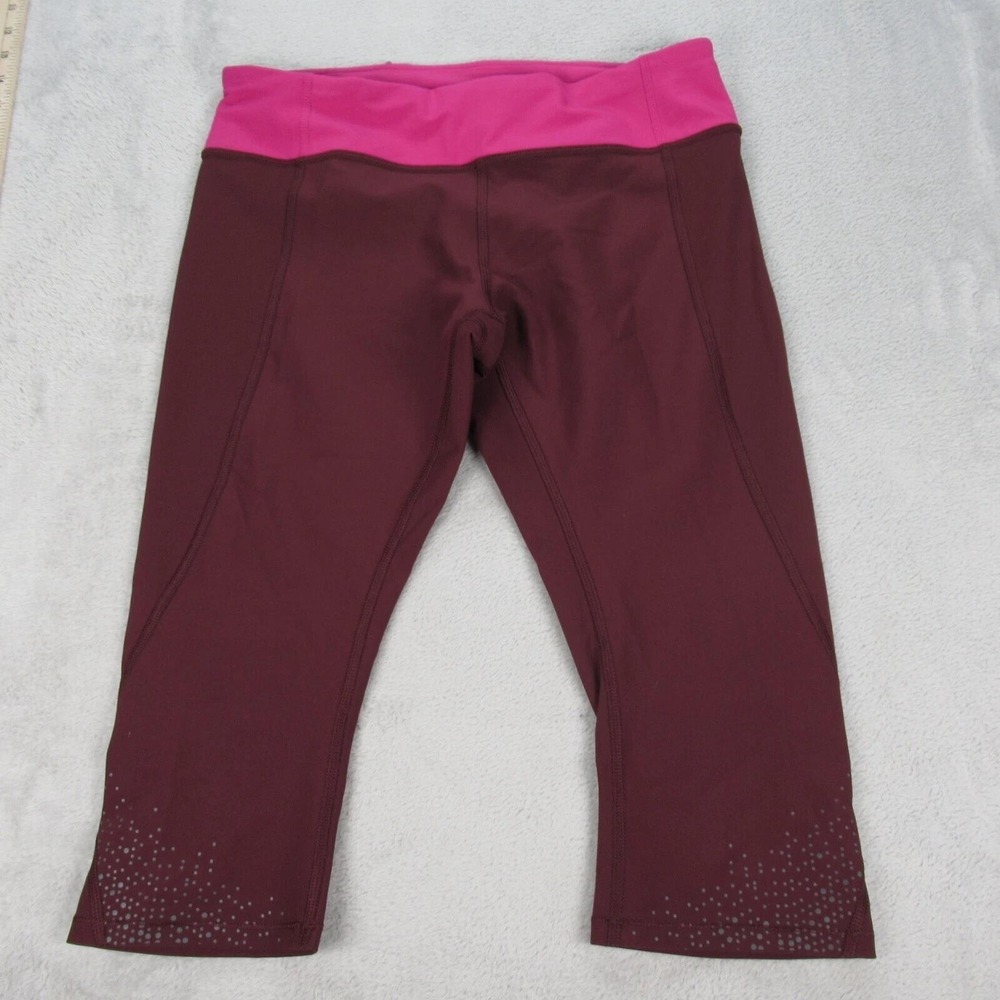 Lululemon Pants Women 10 Purple Waistband Pocket Pull On Cropped Leggings Yoga